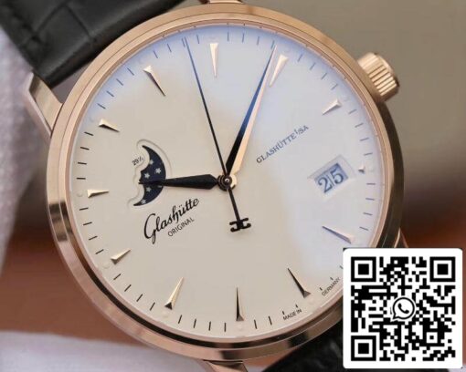 Glashutte Original Senator 1-36-04-04-02-01 Moonphase 18K Rosegold 1:1 Best Edition Swiss ETA36-03 White Dial US Replica Watch