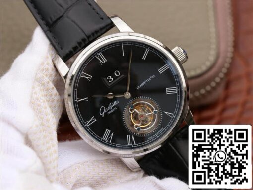 Glashutte Senator Tourbillon 1-94-03-04-04-04 1:1 Best Edition R8 Factory V3 Black Leather Strap US Replica Watch