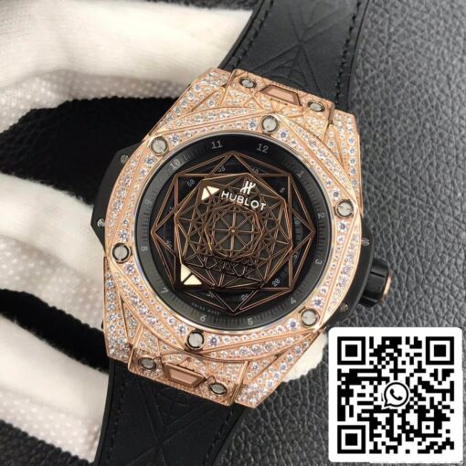 Hublot Big Bang 1:1 Best Edition WWF Factory Gold Full Diamond Case US Replica Watch