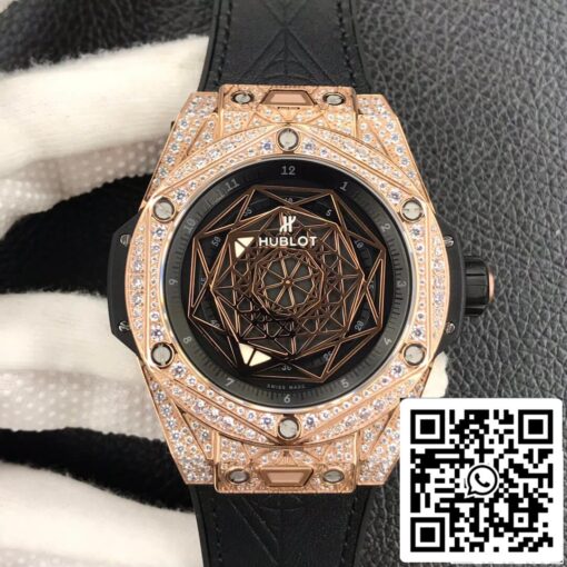 Hublot Big Bang 1:1 Best Edition WWF Factory Gold Full Diamond Case US Replica Watch