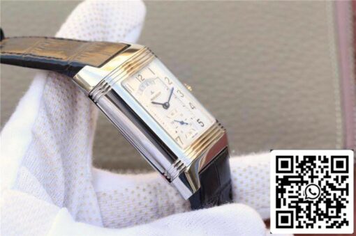 Jaeger-LeCoultre Grande Reverso Duo 3742421 Mechanical Watches 1:1 Best Edition Swiss ETA986 Silver Dial Black Leather Strap US Replica Watch