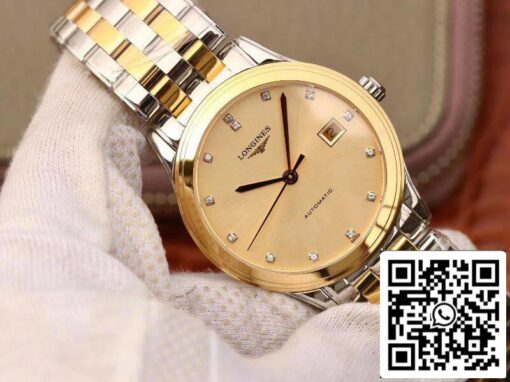 Longines Flagship L4.874.3.37.7 YC Factory Mechanical Watches 1:1 Best Edition Swiss ETAL619/888 Gold Dial US Replica Watch