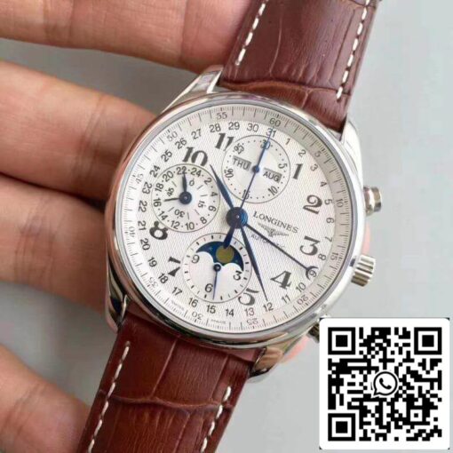 Longines Master Moonphase L2.673.4.78.3 JF factory 1:1 Best Edition Swiss ETA7751 White Textured Dial US Replica Watch