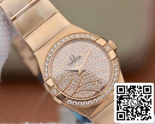 Omega Constellation 27mm Quartz Ladies 18K Rosegold TW Factory 1:1 Best Edition Swiss Eta Quartz 1376 US Replica Watch