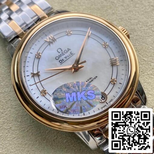 Omega De Ville 1:1 Best Edition MKS Factory Rose Gold Diamond Dial US Replica Watch