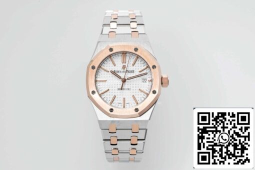 Audemars Piguet Royal Oak 15450SR.OO.1256SR.01 APS Factory 1:1 Best Edition V3 White Dial Rose Gold and Steel