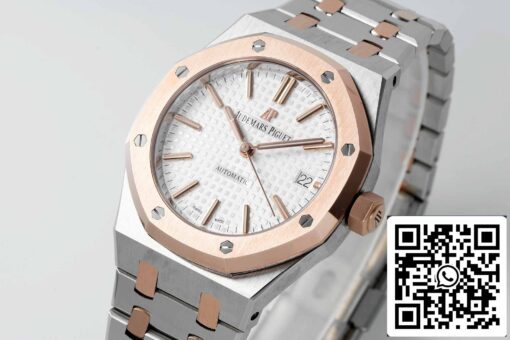 Audemars Piguet Royal Oak 15450SR.OO.1256SR.01 APS Factory 1:1 Best Edition V3 White Dial Rose Gold and Steel – Bild 2