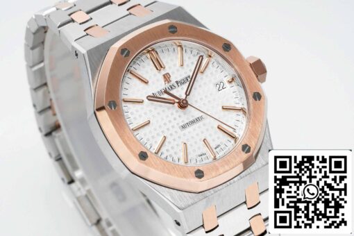 Audemars Piguet Royal Oak 15450SR.OO.1256SR.01 APS Factory 1:1 Best Edition V3 White Dial Rose Gold and Steel – Bild 4