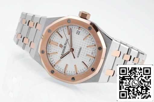 Audemars Piguet Royal Oak 15450SR.OO.1256SR.01 APS Factory 1:1 Best Edition V3 White Dial Rose Gold and Steel – Bild 5