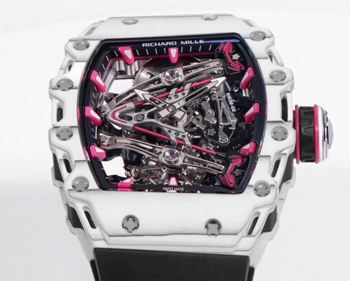 Richard Mille Bubba Watson Tourbillon RM38-02  1:1 Best Edition White Carbon Case Black Rubber Strap - Image 6