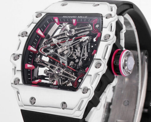 Richard Mille Bubba Watson Tourbillon RM38-02  1:1 Best Edition White Carbon Case Black Rubber Strap - Image 7