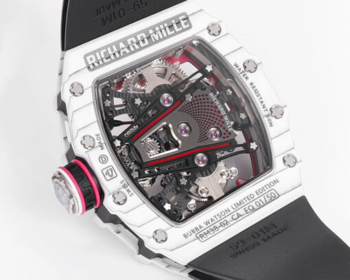 Richard Mille Bubba Watson Tourbillon RM38-02  1:1 Best Edition White Carbon Case Black Rubber Strap - Image 4