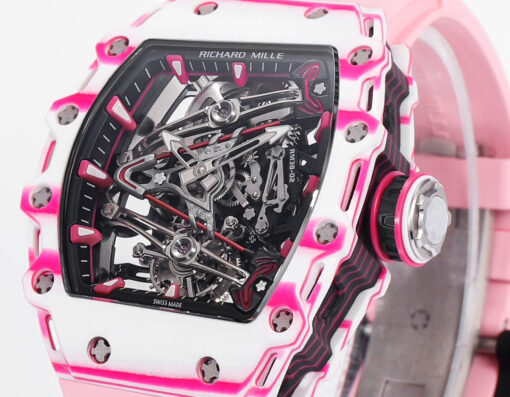 Richard Mille Bubba Watson Tourbillon RM38-02  1:1 Best Edition Pink Rubber Strap - Image 7