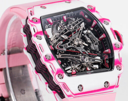 Richard Mille Bubba Watson Tourbillon RM38-02  1:1 Best Edition Pink Rubber Strap - Image 9