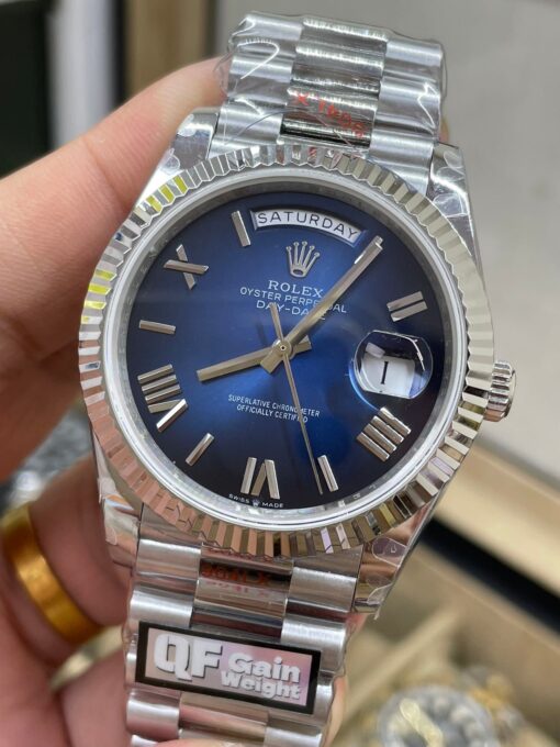 Rolex unveils the new Day-Date 40mm with a Blue Dial 2024 QF Factory 1:1 Best Edition - Imagen 9