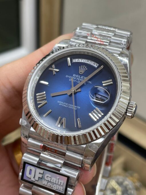 Rolex unveils the new Day-Date 40mm with a Blue Dial 2024 QF Factory 1:1 Best Edition - Imagen 8