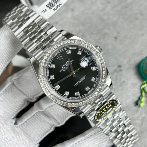 Rolex Datejust 41 Black Diamond Men's Watch 126334-0012 custom moissanite - Image 6