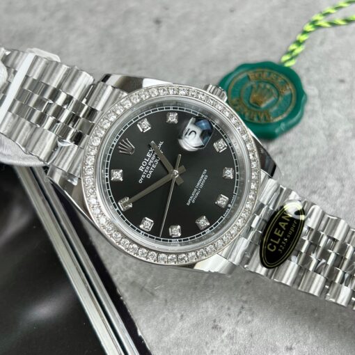 Rolex Datejust 41 Black Diamond Men's Watch 126334-0012 custom moissanite - Image 7