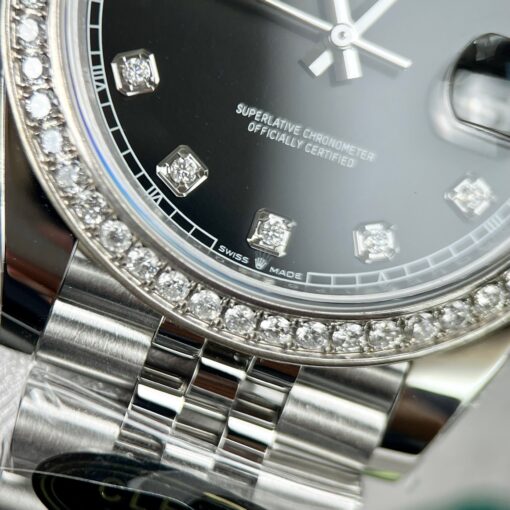 Rolex Datejust 41 Black Diamond Men's Watch 126334-0012 custom moissanite - Image 11