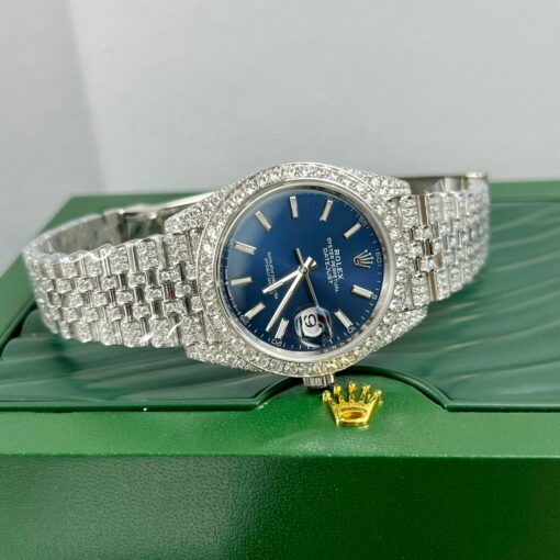 Rolex Datejust 41 Blue Dial Men's Watch 126334-0002 custom moissanite - Image 4