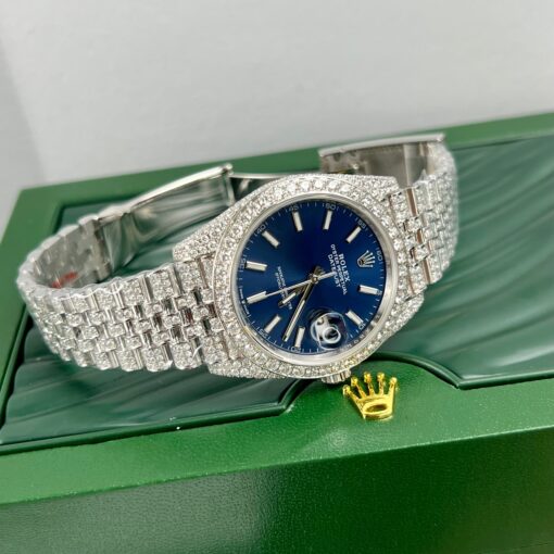 Rolex Datejust 41 Blue Dial Men's Watch 126334-0002 custom moissanite - Image 5