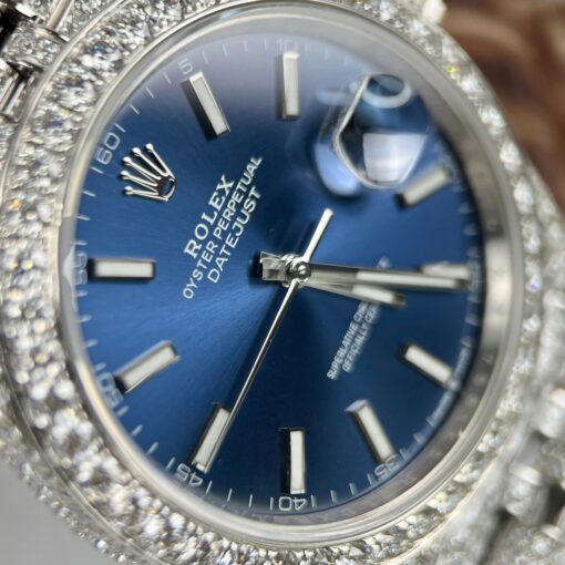 Rolex Datejust 41 Blue Dial Men's Watch 126334-0002 custom moissanite - Image 10