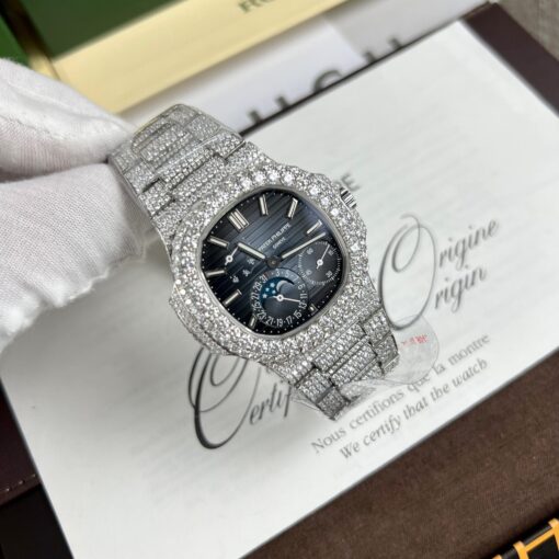 Patek Philippe Nautilus 5712/1A-001 1:1 Best Edition PPF Factory V2 Blue Dial Custom Moissanite