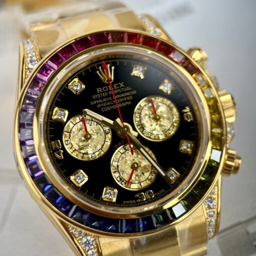 Rolex Cosmograph Daytona Rainbow 116598 RBOW-78608 [Custom gold, moissanite, ruby stone] - Image 3