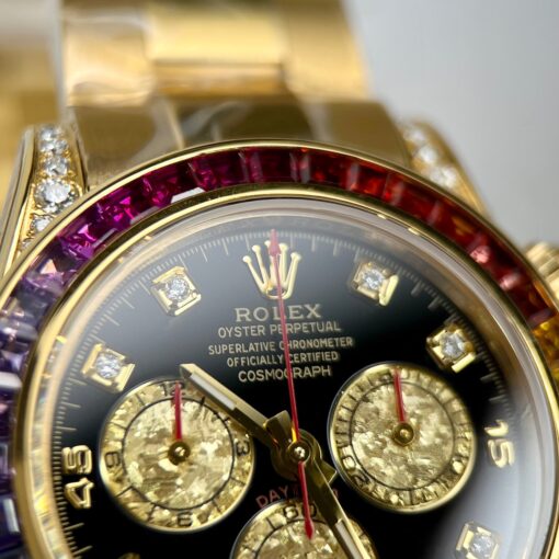 Rolex Cosmograph Daytona Rainbow 116598 RBOW-78608 [Custom gold, moissanite, ruby stone] - Image 6