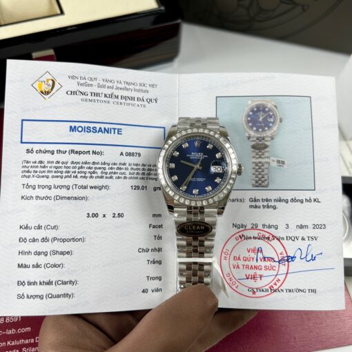 Rolex Datejust 41 Blue Moissanite Dial 126334-0016 and custom Moissanite baguette Bezel - Image 2