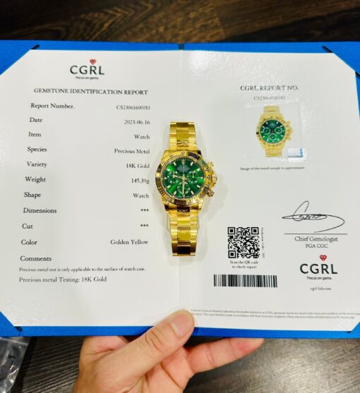 Rolex Yellow Gold Cosmograph Daytona 40 Watch Green Arabic Dial 116508 Coated 18k Yellow gold - Image 2