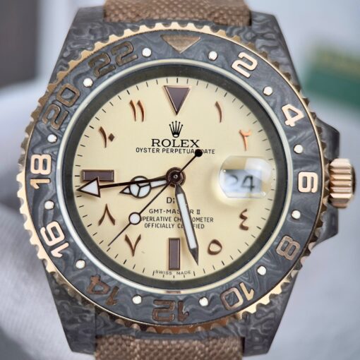 Rolex GMT-MASTER II Diw arabic eagle 1:1 Best Edition Brown Fabric Strap - Image 6