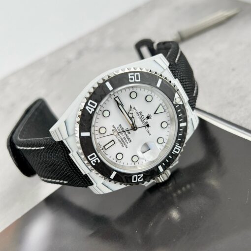 Rolex GMT-MASTER II Diw 1:1 Best Edition Black Fabric Strap White Dial - Image 5