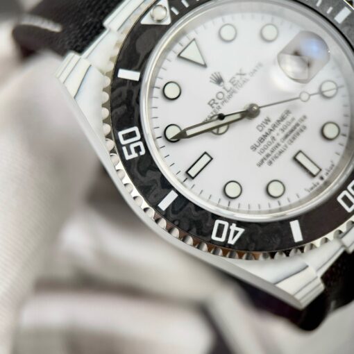 Rolex GMT-MASTER II Diw 1:1 Best Edition Black Fabric Strap White Dial - Image 8