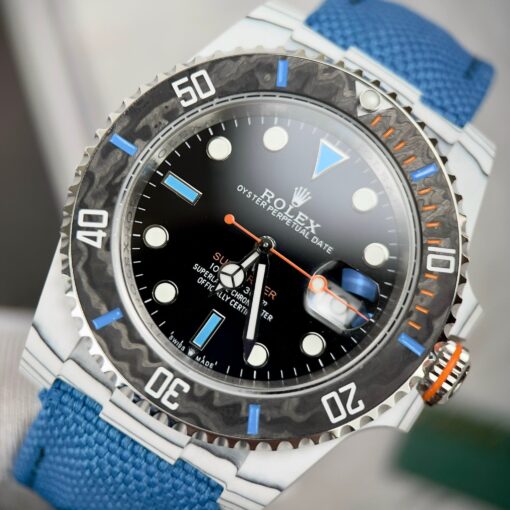 Rolex GMT-MASTER II Diw 1:1 Best Edition Blue Fabric Strap Black Dial - Image 5