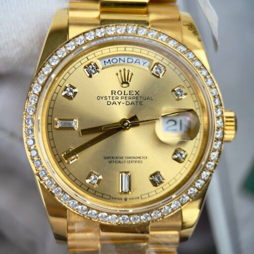 Rolex Day-Date 128238-0008 Watch 36mm coated 18k with Bezel Moissanite - 이미지 4