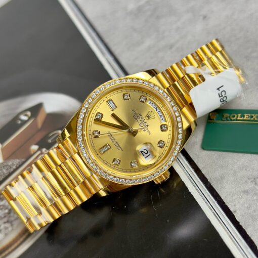 Rolex Day-Date 128238-0008 Watch 36mm coated 18k with Bezel Moissanite - 이미지 3