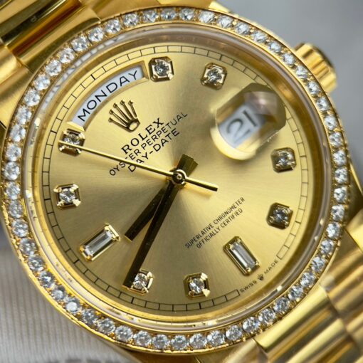 Rolex Day-Date 128238-0008 Watch 36mm coated 18k with Bezel Moissanite - 이미지 5