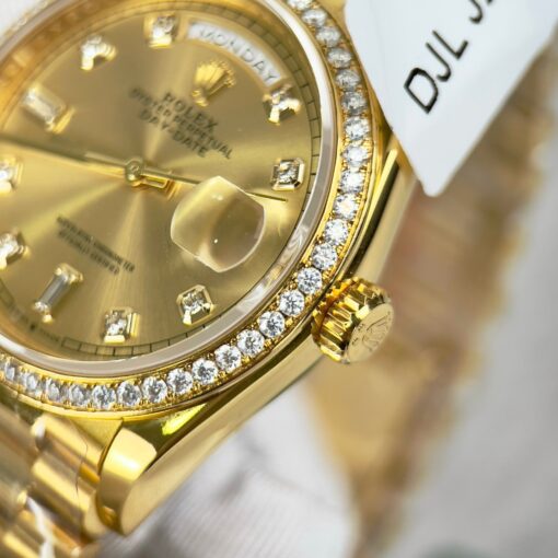 Rolex Day-Date 128238-0008 Watch 36mm coated 18k with Bezel Moissanite - 이미지 8