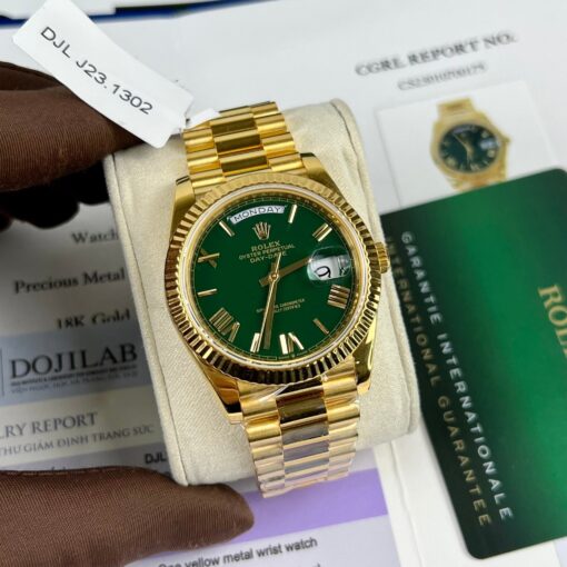 Rolex DayDate 40mm 228238 coated 18k Yellow Gold President Green Dial 130 gram - Image 2