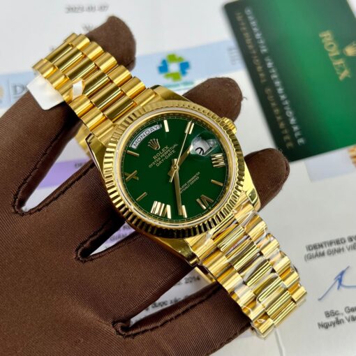 Rolex DayDate 40mm 228238 coated 18k Yellow Gold President Green Dial 130 gram - Image 4