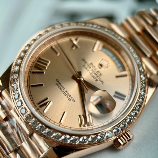 Rolex Oyster Day-Date 40mm 228235 coated 18k rose gold Best 1:1 Edition 130 gram moissanite bezel - Image 8