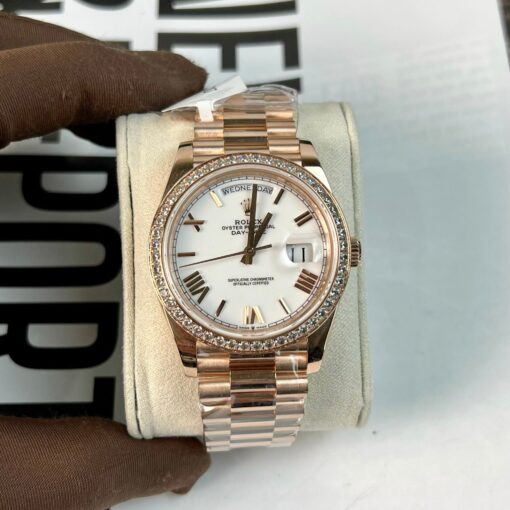 Rolex Day-Date 40 228235-0032 40mm best 1:1 edition 18k rose gold coated and stone bezel