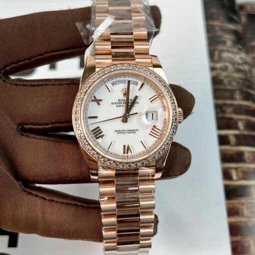 Rolex Day-Date 40 228235-0032 40mm best 1:1 edition 18k rose gold coated and stone bezel - 이미지 3