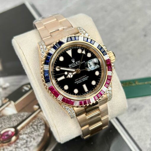 Rolex GMT-Master II 126755 Rainbow Bezel Best 1:1 Edition with Ruby Stone and 18k wrapped - Image 2