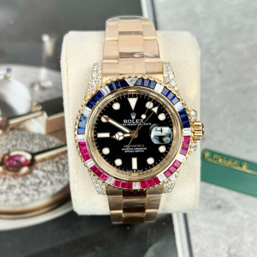 Rolex GMT-Master II 126755 Rainbow Bezel Best 1:1 Edition with Ruby Stone and 18k wrapped - Image 3