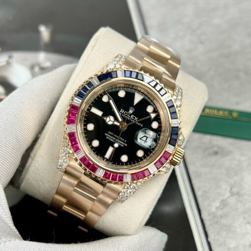 Rolex GMT-Master II 126755 Rainbow Bezel Best 1:1 Edition with Ruby Stone and 18k wrapped - Image 4