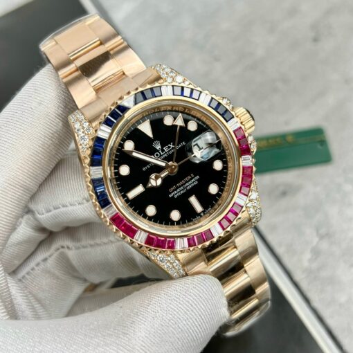 Rolex GMT-Master II 126755 Rainbow Bezel Best 1:1 Edition with Ruby Stone and 18k wrapped - Image 5