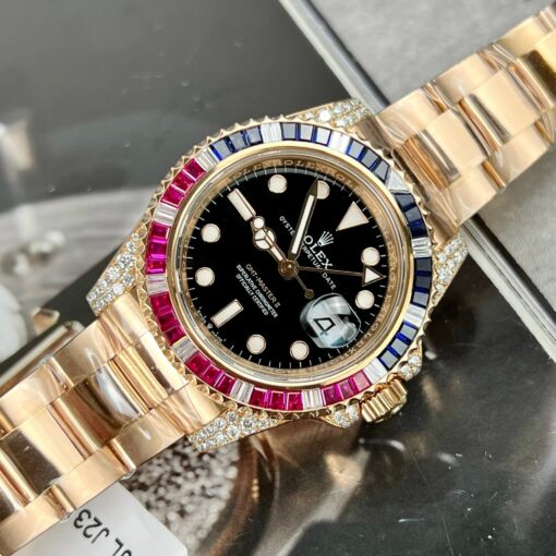 Rolex GMT-Master II 126755 Rainbow Bezel Best 1:1 Edition with Ruby Stone and 18k wrapped - Image 6