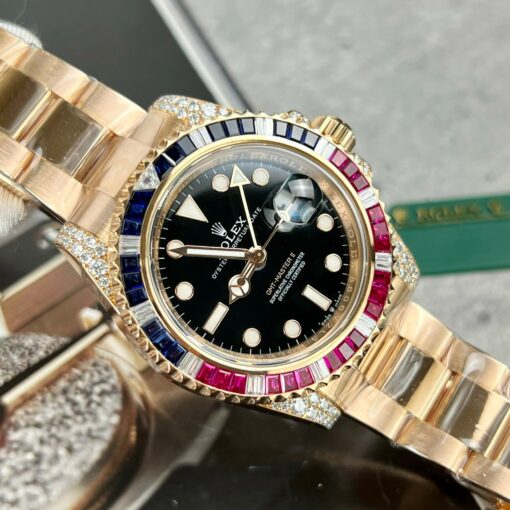 Rolex GMT-Master II 126755 Rainbow Bezel Best 1:1 Edition with Ruby Stone and 18k wrapped - Image 7